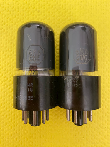 Matched Pair Tung-Sol 6K6 6K6GT Vacuum Tubes Valves Black Glass