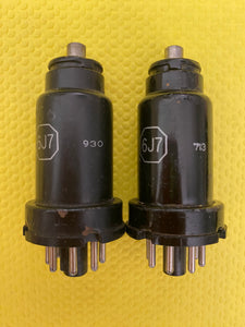Matched Pair Cunningham 6J7 Vacuum Tubes Valves