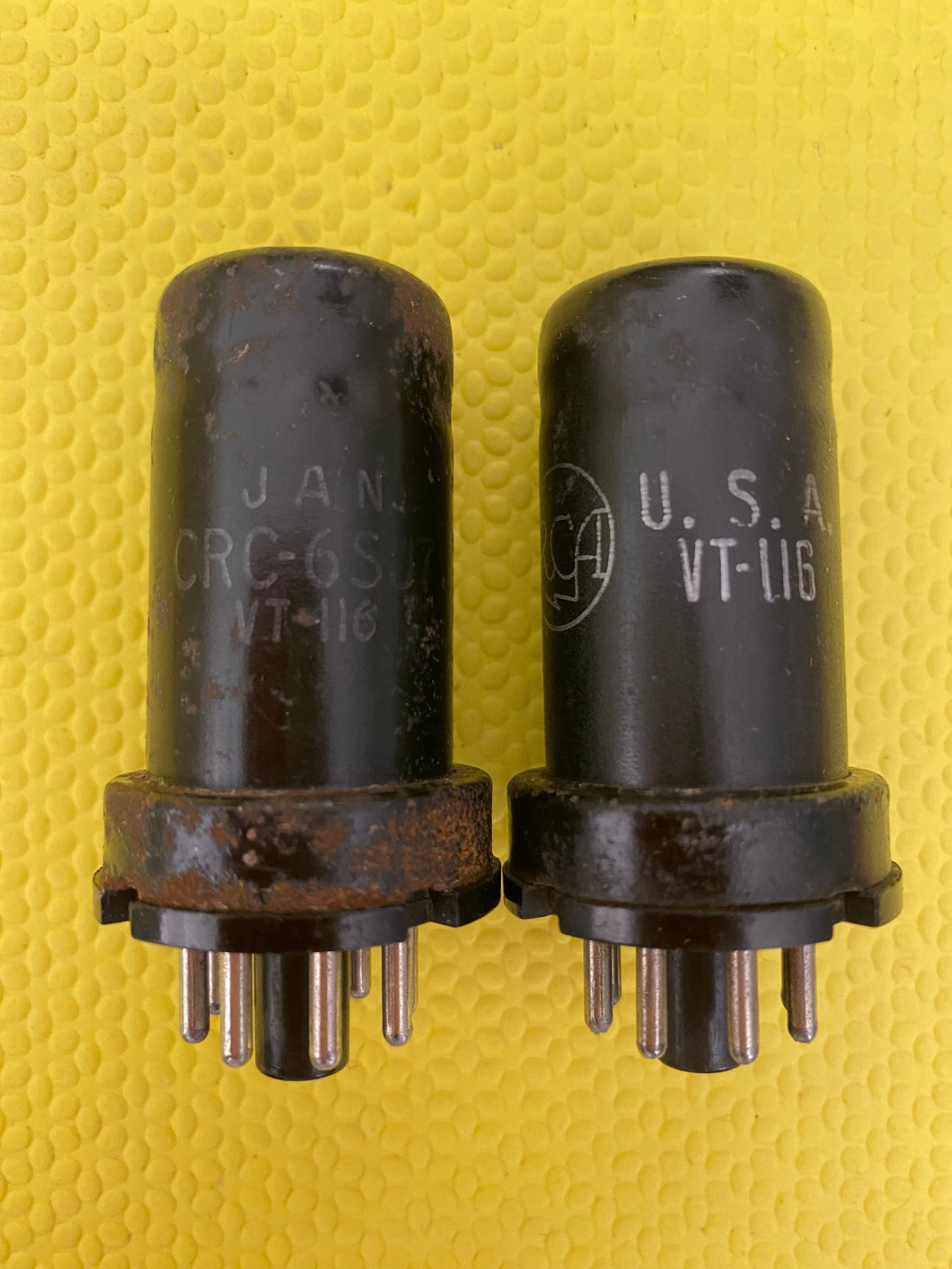 Matched Pair RCA JAN-CRC-6SJ7 6SJ7 VT116 Vacuum Tubes Valves Milspec World War Two Vintage
