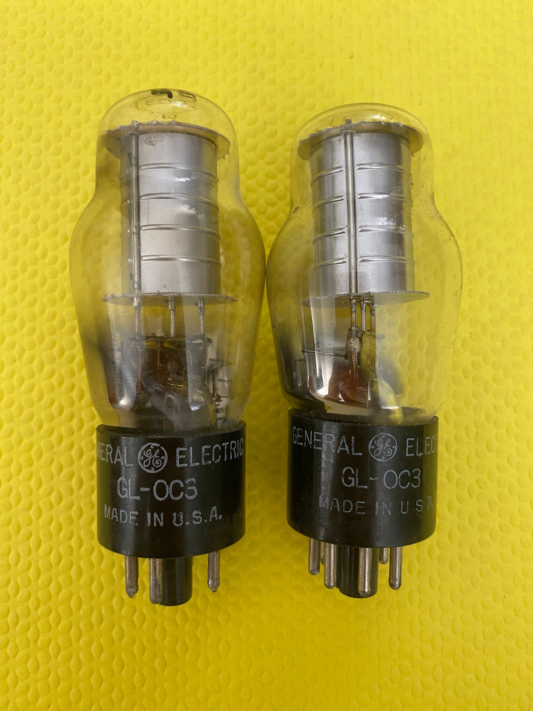 Matched Pair General Electric GE 0C3 0C3 GL0C3 GL-0C3 Vacuum Tubes Valves Milspec