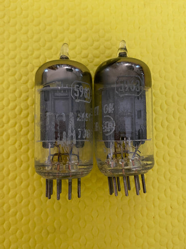 Matched Pair RCA 5963 12AU7 12AU7A Vacuum Tubes Valves Black Plate Industrial-Grade