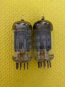 Matched Pair RCA 5963 12AU7 12AU7A Vacuum Tubes Valves Black Plate Industrial-Grade