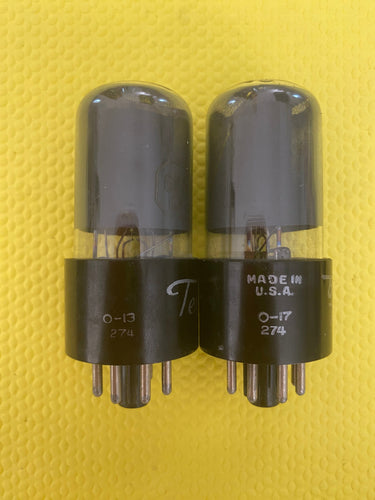 Matched Pair RCA 6K6 6K6GT Vacuum Tubes Valves Gray Glass