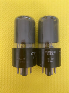 Matched Pair RCA 6K6 6K6GT Vacuum Tubes Valves Gray Glass
