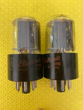 Load image into Gallery viewer, Matched Pair General Electric GE Red Label 6SN7 6SN7GTB Vacuum Tubes Copper Support Rods
