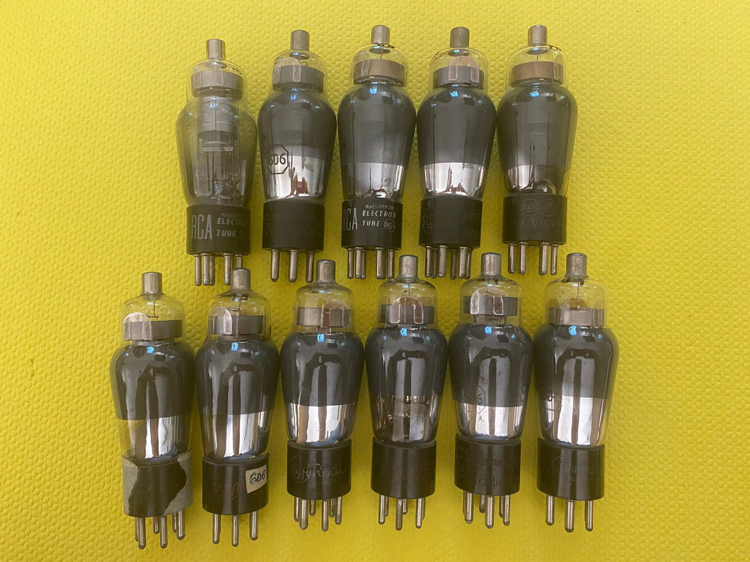 11 RCA 6D6 Vacuum Tubes Valves Gray Glass Lot of Eleven