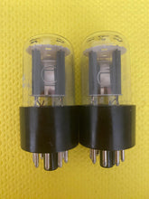 Load image into Gallery viewer, Matched Pair General Electric GE 6SN7 6SN7GTB Vacuum Tubes Valves Copper Support Rods Top Filament NOS NIB
