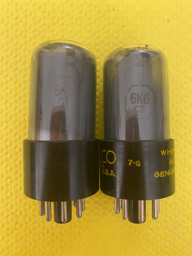 Matched Pair RCA 6K6 6K6GT Vacuum Tubes Valves Gray Glass