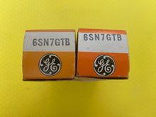 Load image into Gallery viewer, Matched Pair General Electric GE 6SN7 6SN7GTB Vacuum Tubes Valves Copper Support Rods Top Filament NOS NIB
