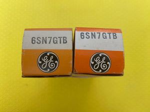 Matched Pair General Electric GE 6SN7 6SN7GTB Vacuum Tubes Valves Copper Support Rods Top Filament NOS NIB