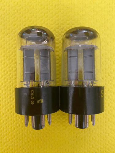 Matched Pair Sylvania 6SN7 6SN7GTB Vacuum Tubes Valves Black Wing Plate Silver Top NOS NIB