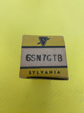 Load image into Gallery viewer, Matched Pair Sylvania 6SN7 6SN7GTB Vacuum Tubes Valves Black Wing Plate Silver Top NOS NIB
