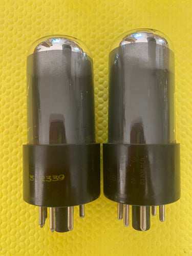 Matched Pair Sylvania 6V6 6V6GT Gray And Silver Bottle Silver Top Vacuum Tubes Valves NOS-Testing