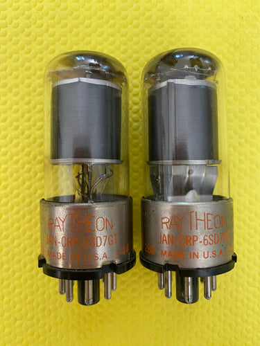 Matched Pair Raytheon 6SD7 6SD7GT JANCRP6SD7GT Vacuum Tubes Valves Milspec NOS NIB Korean War-Vintage