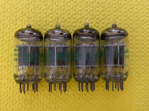 Matched Quad General Electric GE 5814 5814A JAN-5814A ECC82 Vacuum Tubes Valves Milspec / Industrial Additional Support Rods NOS-Testing