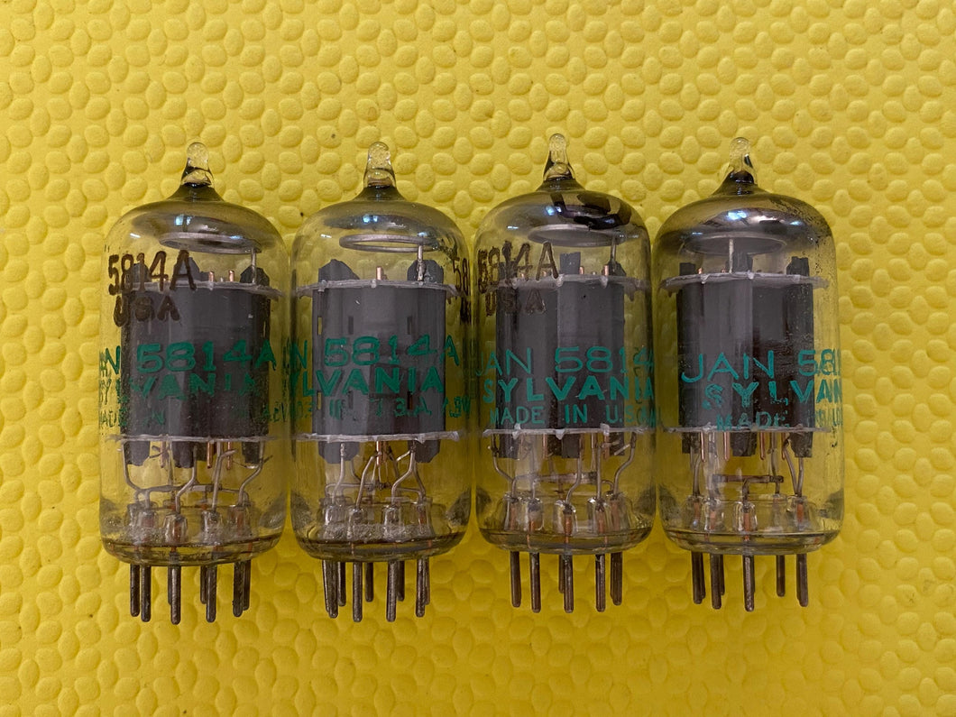 Matched Quad Sylvania 5814 5814A JAN-5814A ECC82 Vacuum Tubes Valves Milspec / Industrial NOS-Testing