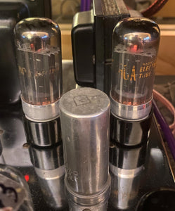 Matched Pair RCA 7C5 Vacuum Tubes Valves Gray And Silver Glass NOS NIB