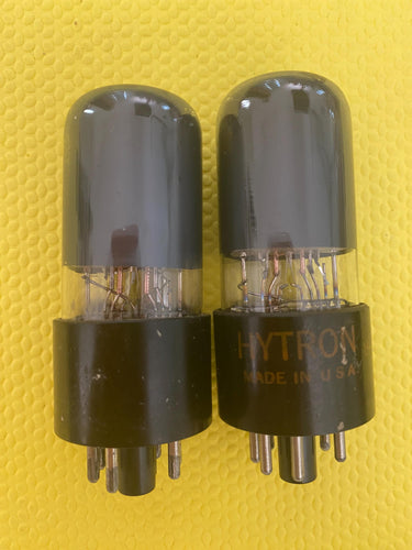 Matched Pair Hytron 6V6 6V6GT Gray Bottle Solid Top Vacuum Tubes Valves