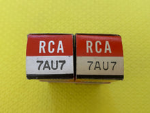 Load image into Gallery viewer, Matched Pair RCA Clear Top 7AU7 Vacuum Tubes NOS NIB 6SN7 Substitute With Adapters
