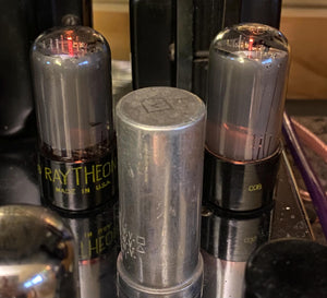 Matched Pair Raytheon 6V6 6V6GT Vacuum Tubes Valves Gray Glass