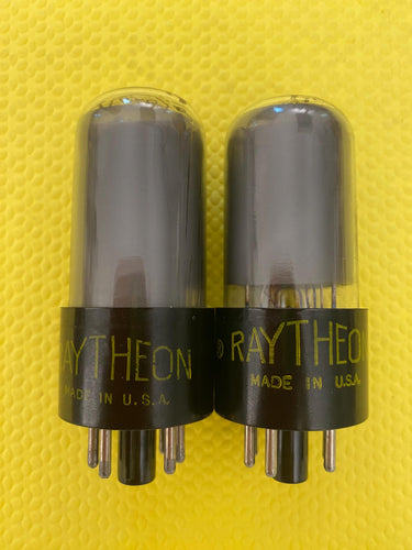 Matched Pair Raytheon 6V6 6V6GT Vacuum Tubes Valves Gray Glass