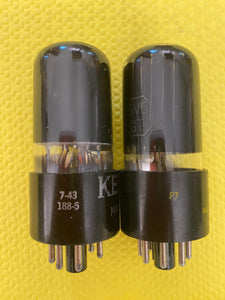 Matched Ken-Rad 6V6 6V6GT Vacuum Tubes Valves