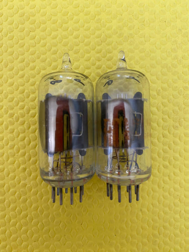 Matched Pair RCA Clear Top 12AU7 12AU7A Vacuum Tubes Valves Steel Support Rods NOS-Testing