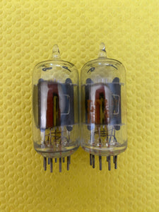 Matched Pair RCA Clear Top 12AU7 12AU7A Vacuum Tubes Valves Steel Support Rods NOS-Testing