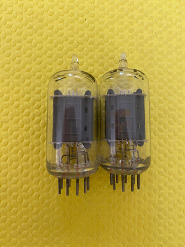 Matched Pair RCA Clear Top 12AU7 12AU7A Vacuum Tubes Valves Steel Support Rods NOS-Testing