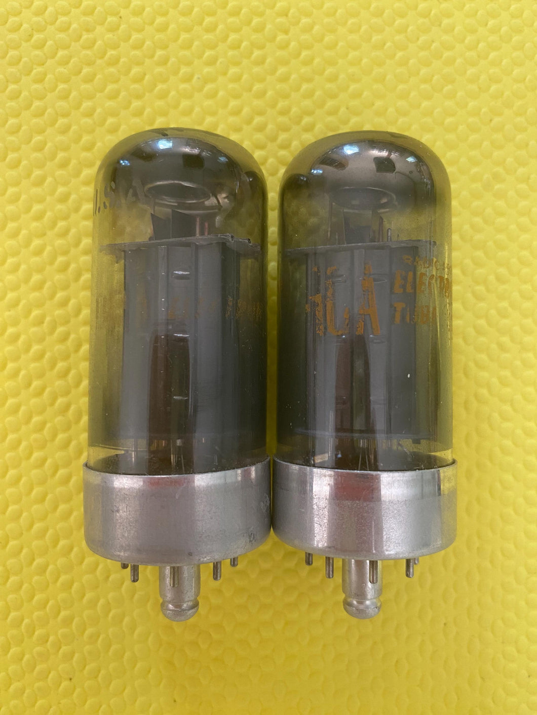 Matched Pair RCA 7C5 Vacuum Tubes Valves Gray And Silver Glass NOS NIB
