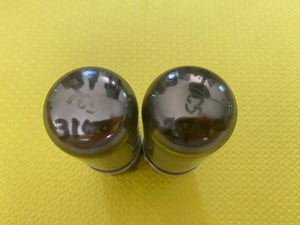 Matched Pair RCA 7C5 Vacuum Tubes Valves Gray And Silver Glass NOS NIB
