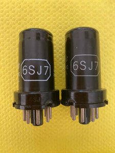 Matched Pair General Electric GE 6SJ7 6J8P Vacuum Tubes Valves NOS NIB