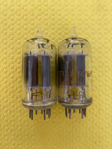 Matched Pair RCA Clear Top 12AU7 12AU7A Vacuum Tubes Valves Steel Support Rods NOS-Testing