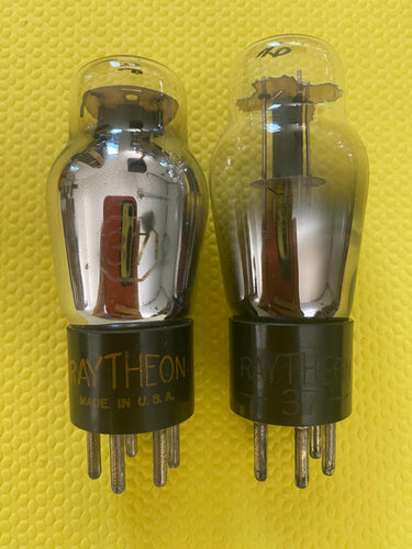 2 Raytheon Number Type 37 #37 Vacuum Tubes Valves Black Plate ST Shape Lot Of Two