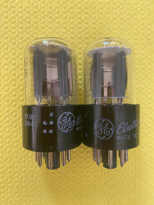 Matched Pair General Electric GE 6SN7 6SN7GTB Vacuum Tubes Valves Copper Support Rods