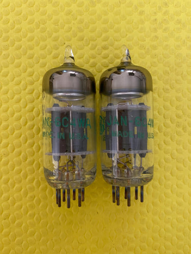 Matched Pair General Electric GE 6C4 6C4WA Vacuum Tubes Valves Milspec NOS NIB