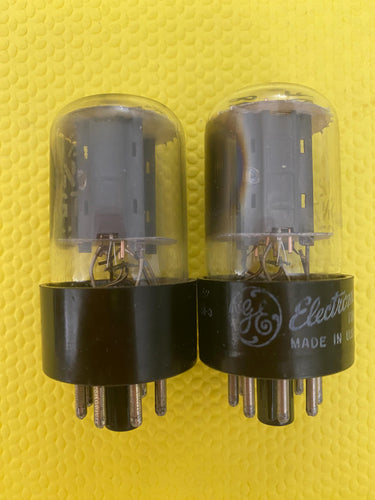 Matched Pair General Electric GE 12SN7 12SN7GT Vacuum Tubes Valves Copper Support Rods NOS-Testing