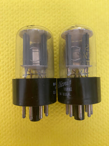 Matched Pair General Electric GE 12SN7 12SN7GT Vacuum Tubes Valves Copper Support Rods NOS-Testing