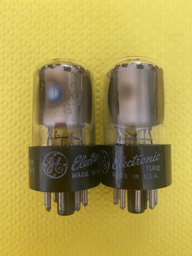 Matched Pair General Electric GE 12SN7 12SN7GT Vacuum Tubes Valves Copper Support Rods