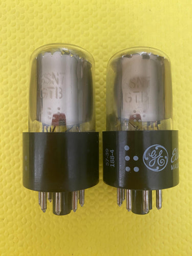 Matched Pair General Electric GE 6SN7 6SN7GTB Vacuum Tubes Valves Copper Support Rods
