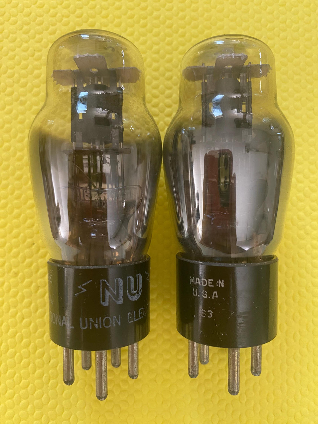 Matched Pair National Union NU Number Type 37 #37 Vacuum Tubes Valves Black Plate Shoulder ST Shape NOS-Testing