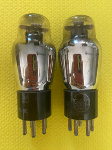 Matched Pair National Union NU Number Type 37 #37 Vacuum Tubes Valves Black Plate Shoulder ST Shape NOS-Testing