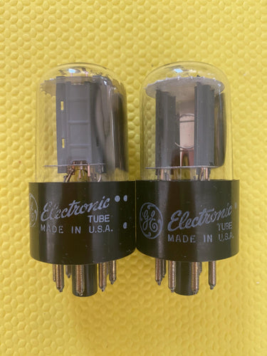 Matched Pair General Electric GE 6SN7 6SN7GTB Vacuum Tubes Valves Copper Support Rods