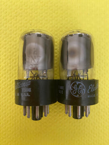 Matched Pair General Electric GE 12SN7 12SN7GT Vacuum Tubes Valves Copper Support Rods