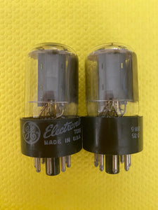 Matched Pair General Electric GE 12SN7 12SN7GT Vacuum Tubes Valves Copper Support Rods