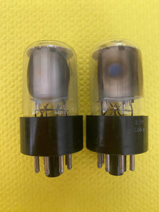 Matched Pair General Electric GE 12SN7 12SN7GT Vacuum Tubes Valves Copper Support Rods NOS-Testing