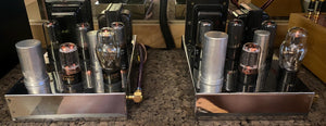 Matched Pair General Electric GE 6P5 6P5G Vacuum Tubes Valves Black Plates Foil Getters Shoulder ST Shape