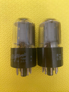 Matched Pair General Electric GE 6SN7 6SN7GTB Vacuum Tubes Valves Copper Support Rods