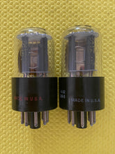 Load image into Gallery viewer, Matched Pair General Electric GE 6SN7 6SN7GTA Vacuum Tubes Valves Copper Support Rods
