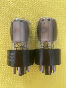 Matched Pair General Electric GE 6SN7 6SN7GTA Vacuum Tubes Valves Copper Support Rods